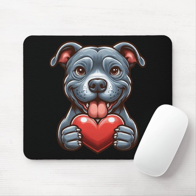 Mousepad Cachorro Adorável Abraçando Coração com Expressão  (Com mouse)