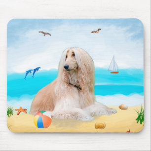 Mousepad Cachorro afegão na praia