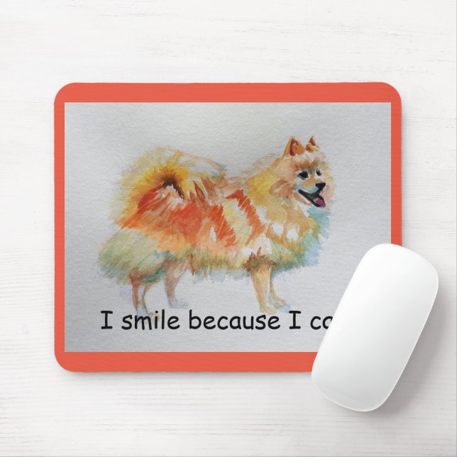 Mousepad Cachorro alemão Spitz 'Eu Sorrio Porque Eu Posso (Com mouse)