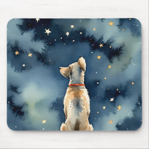 Mousepad Cachorro Aquarela Estrelando Estrelas