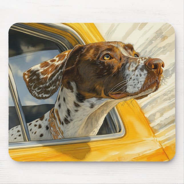 Mousepad Cachorro avistado na Impressão de Arte de Carro (Frente)
