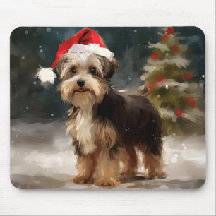 Mousepad Cachorro Biewer Terrier na Neve Natal