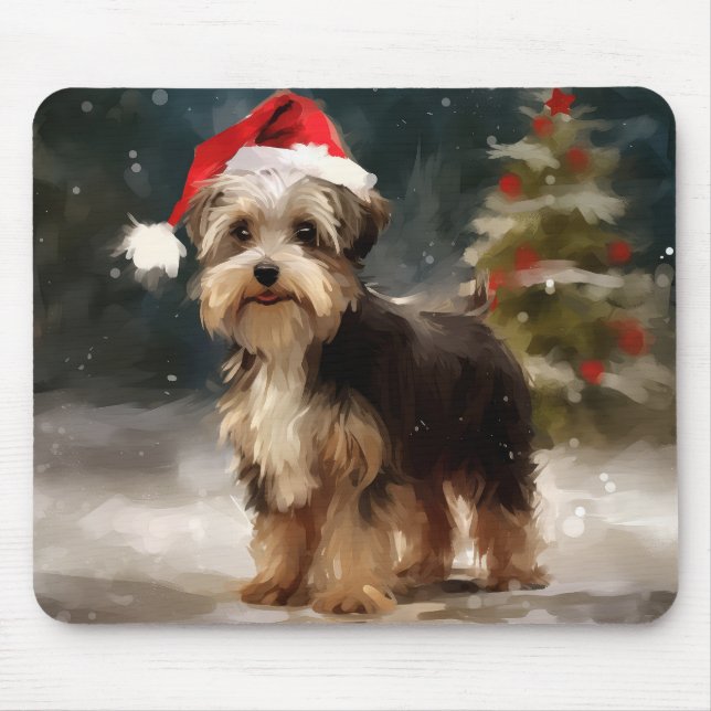 Mousepad Cachorro Biewer Terrier na Neve Natal (Frente)