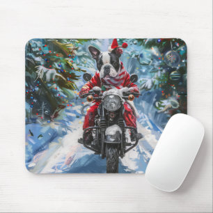 Mousepad Cachorro Boston Terrier Pilotando Motocicleta Nata