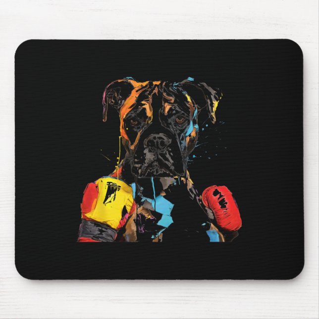 Mousepad Cachorro Boxer Com Luvas de Boxe Homens Mulheres C (Frente)