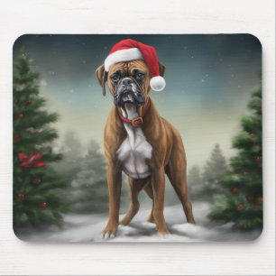 Mousepad Cachorro Boxer na neve de Natal