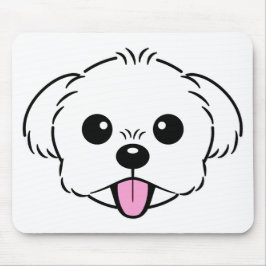 Mousepad Cachorro Branco Bichon Cachorro Esticando A Língua