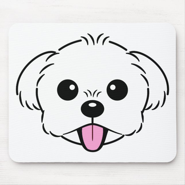 Mousepad Cachorro Branco Bichon Cachorro Esticando A Língua (Frente)
