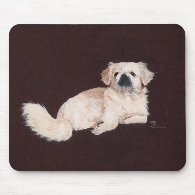 Mousepad Cachorro Branco de Pekingese (Frente)