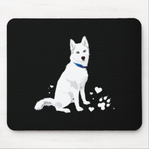 Mousepad Cachorro Branco Fofo Husky Siberiano Doce Cachorro