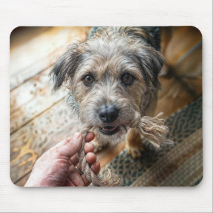 Mousepad Cachorro Brincando Com Corda