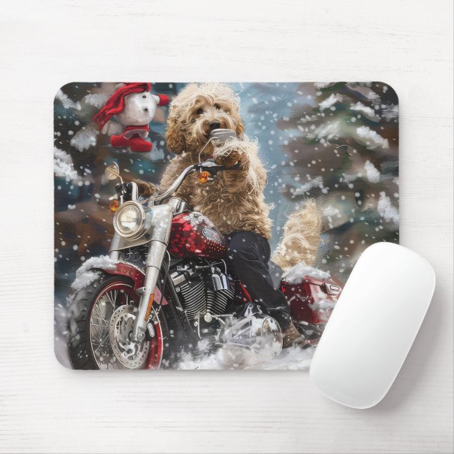 Mousepad Cachorro Cachorro Cachorro Andando Motocicleta Nat (Com mouse)