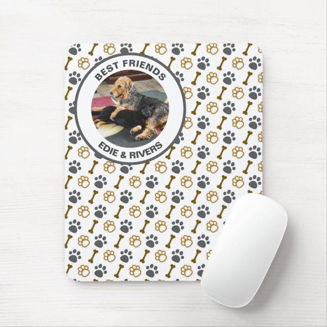 Mousepad Cachorro Cachorro Cortado e Impressões-Pé (Com mouse)