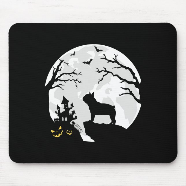 Mousepad Cachorro-Cachorro Na Lua Halloween Homens Vêm (Frente)