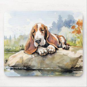 Mousepad Cachorro Cachorro Que Se Recaxa No Chapéu De Jardi