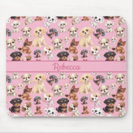 Mousepad Cachorro Cachorro Rosa