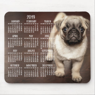 Mousepad Cachorro Calendar 2019 Pad Cute Puppy