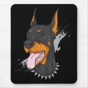 Mousepad Cachorro Cartoon Doberman Pinscher Amante de Músic