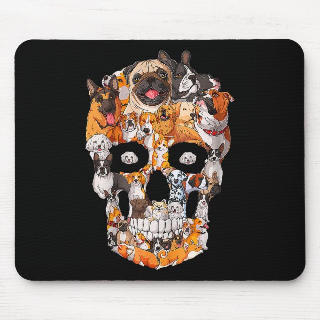 Mousepad Cachorro Caveira Amante da Pata do Cão de Hallowee (Frente)