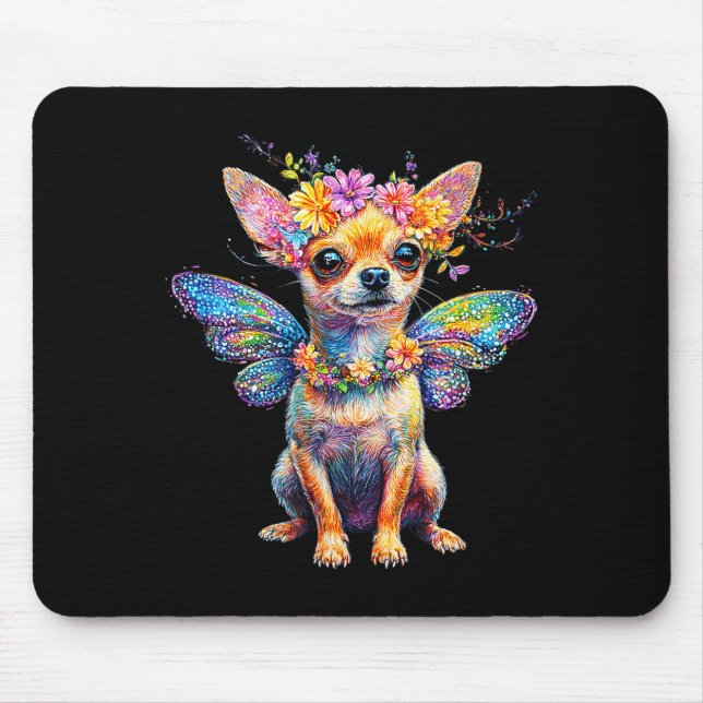 Mousepad Cachorro Chihuahua Anjo Fofo Com Asas  (Frente)