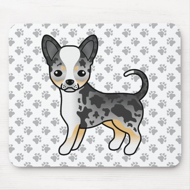 Mousepad Cachorro Chihuahua de Capa Lisa Blue Merle & Patas (Frente)