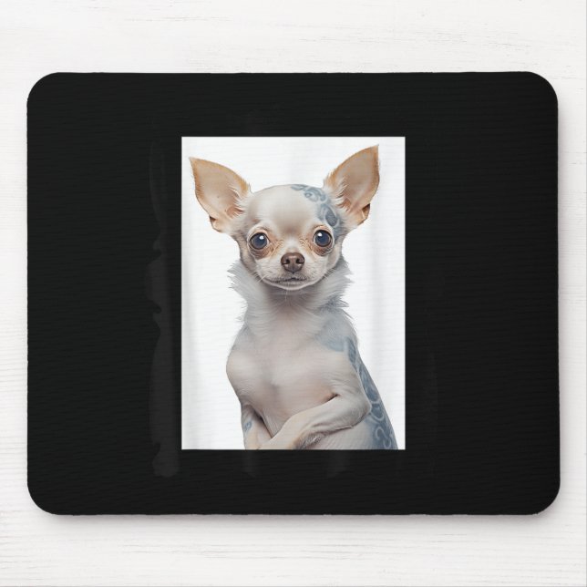 Mousepad Cachorro Chihuahua Steampunk Com Cachorro De Tatua (Frente)