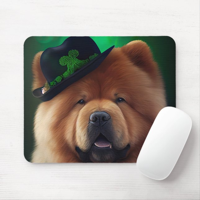 Mousepad Cachorro Chow na Rua. Vestido do Dia de Patrick (Com mouse)