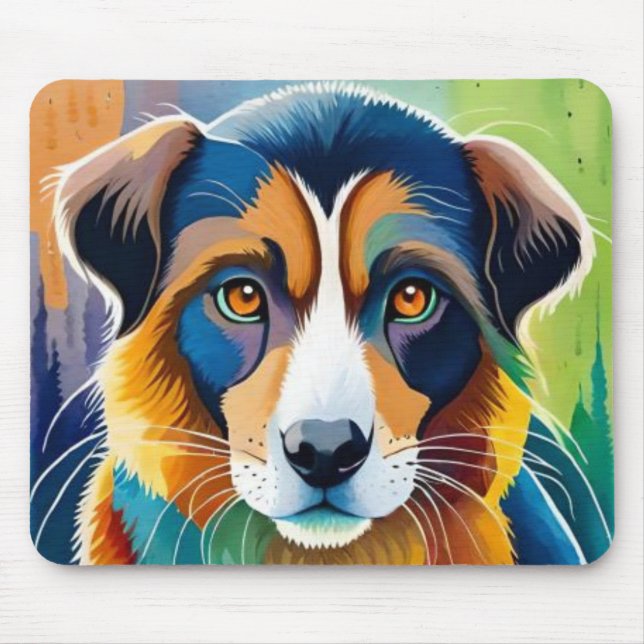Mousepad Cachorro colorido se fecha (Frente)
