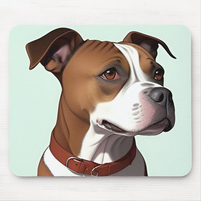 Mousepad Cachorro Com Casaco Marrom e Branco e Coleira (Frente)