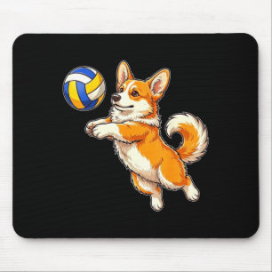 Mousepad Cachorro corgi engraçado e fofo jogando volei espo