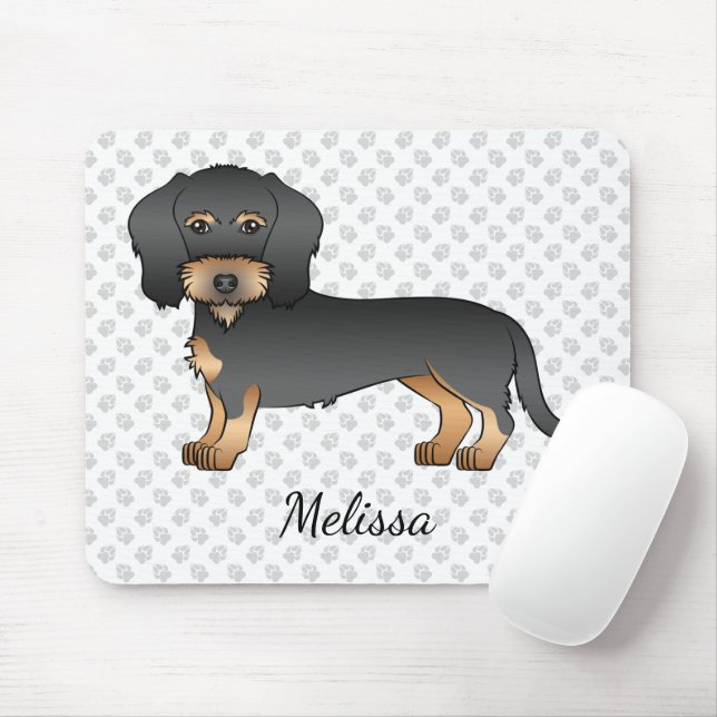 Mousepad Cachorro Dachshund de Cabelo Fio com Nome (Com mouse)