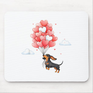 Mousepad Cachorro Dachshund Fofinho Coração de Balão Dia do