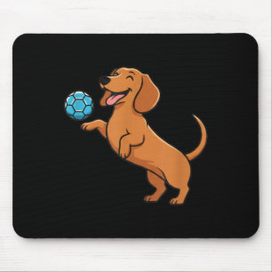 Mousepad Cachorro Dachshund Fofo Jogando Bola de Futebol Ca