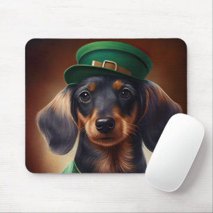 Mousepad Cachorro Dachshund vestido para o Dia de São Patrí