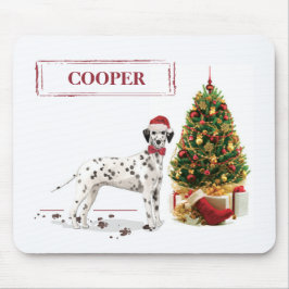 Mousepad Cachorro dálmata engraçado de Natal e árvore