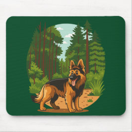 Mousepad Cachorro de Aventura na Floresta Pastor Alemão