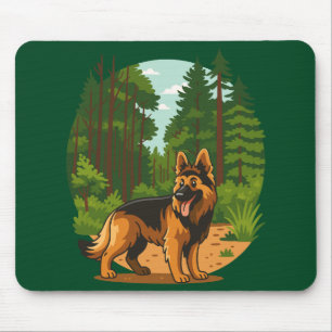 Mousepad Cachorro de Aventura na Floresta Pastor Alemão