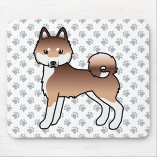 Mousepad Cachorro De Cartoon Klee Kai Cute, De Cor Vermelha