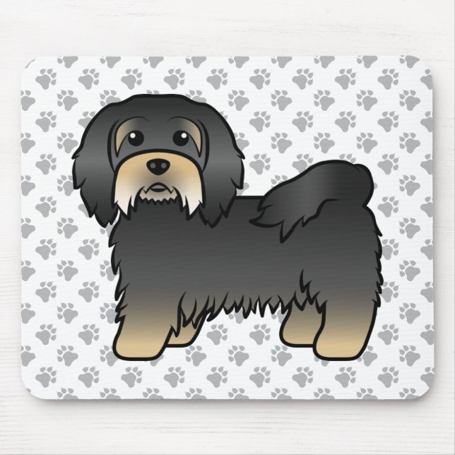 Mousepad Cachorro De Cartoon Negro E Tan Havanês (Frente)