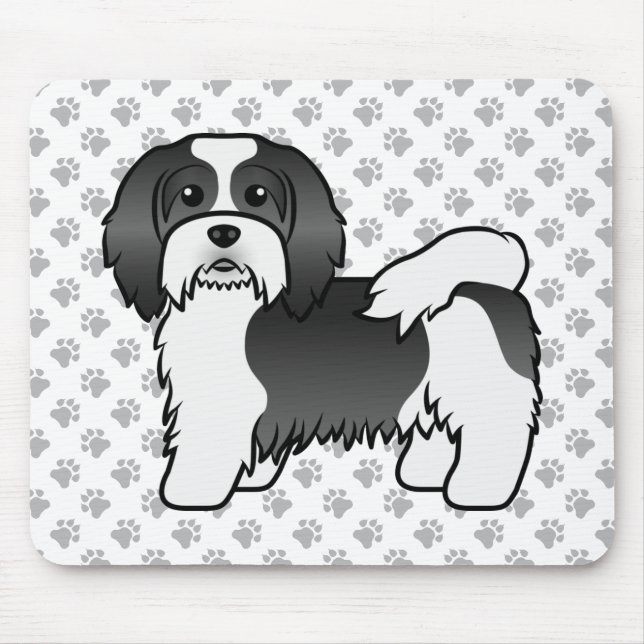 Mousepad Cachorro De Cartoons De Cartoon Negro E Branco (Frente)