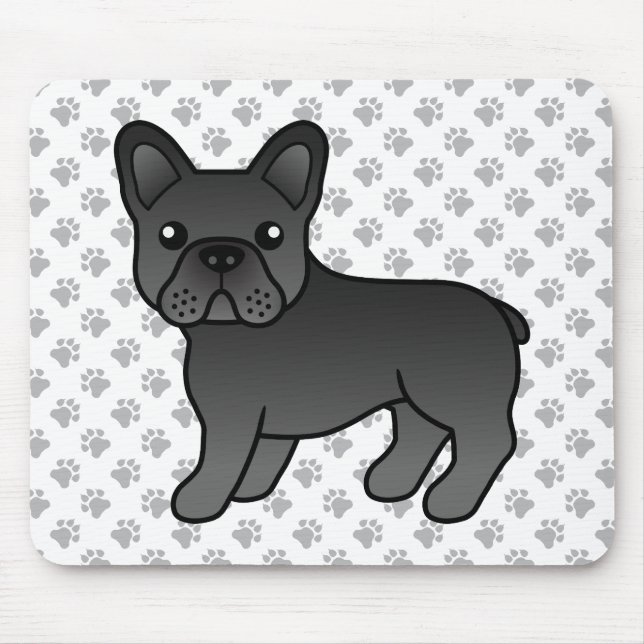 Mousepad Cachorro de Cartoons Negro-Buldogue (Frente)