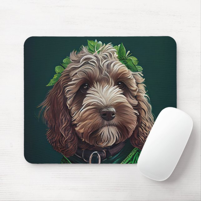 Mousepad Cachorro de Cockapoo na Rua. (Com mouse)