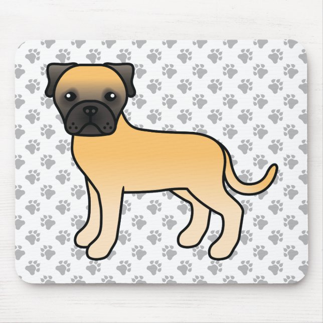 Mousepad Cachorro de desenho animado fofo Bullmastiff cor d (Frente)
