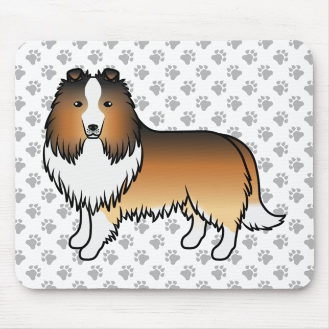 Mousepad Cachorro de desenho animado Sable Shetland Sheepdo (Frente)
