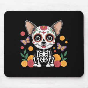Mousepad Cachorro de Halloween Chihuahua Caveira de Açúcar
