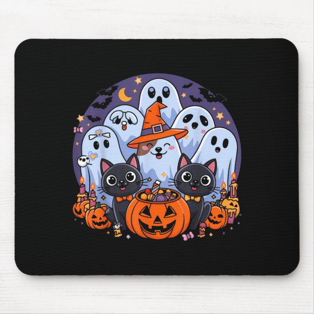 Mousepad Cachorro de Halloween Fantasma Divertido Cachorro  (Frente)