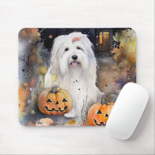 Mousepad Cachorro de Halloween Old English Sheepdog Com Abó