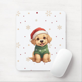 Mousepad Cachorro de Natal Adorável - Cachorrinho Festivo d