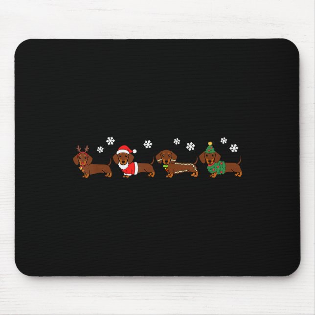 Mousepad Cachorro de Natal Dachshund Santa Hover Cachorro M (Frente)