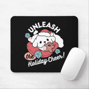 Mousepad Cachorro de Natal em Santa Hat - Feriado Cheque pa